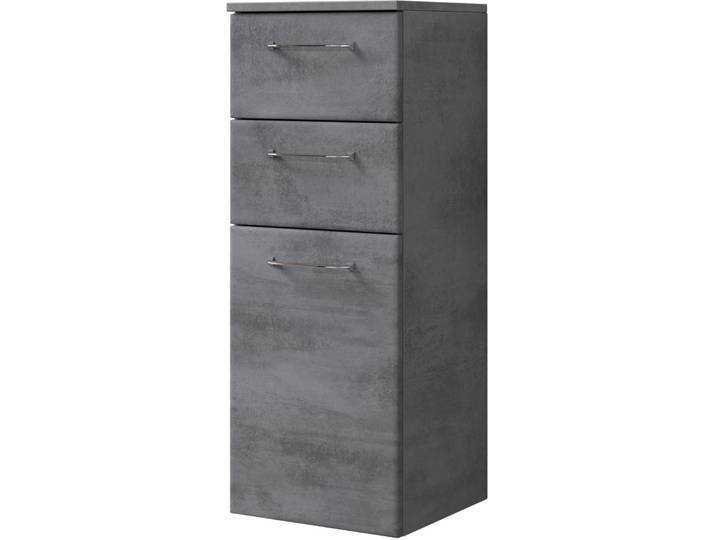 Unterschrank SAPHIR Quickset 945 Badschrank mit 1 Tür, 2 Schubladen, 35 cm breit , grau (oxid dunkelgrau quer), B:35cm H:90,5cm T:33cm, Holzwerkstoff, Schränke, Unterschrank, Badezimmermöbel inkl. Türdämpfer, Oxid Dunkelgrau, Griffe Chrom Glanz