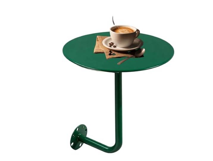 An der Wand montierter runder Bartisch, kleiner Cocktailtisch mit Eisensockel for Cafés, Bars und an der Wand befestigte Räume, moderner schwebender Getränketisch, Beistelltisch aus Metall(Green,35cm)