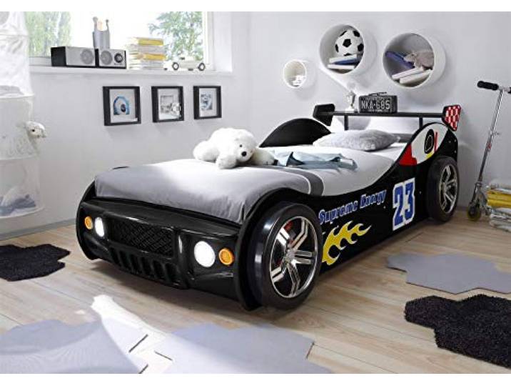 möbelando Bett Kinderbett Jugendbett Auto Kinder Jugend Autobett Letta I Schwarz