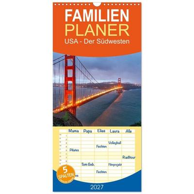 Familienplaner 2027 - USA - Der Südwesten mit 5 Spalten (Wandkalender, 21 x 45 cm) CALVENDO