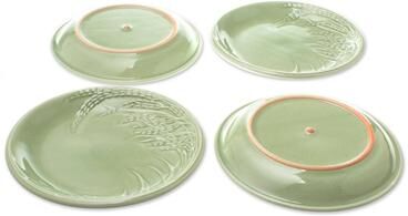 Novica Handmade Celadon ceramic dessert plates (Thailand)