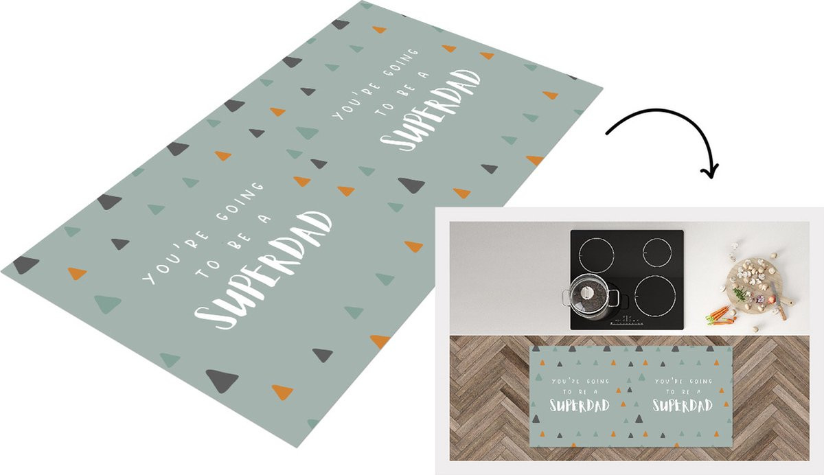 Keukenloper Vinyl met Superdad Quote - 120 x 60 cm