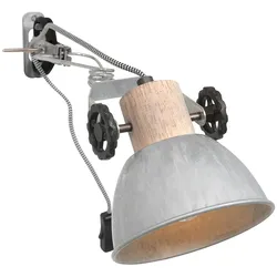 Wandleuchte Wandlampe Wohnzimmerleuchte verstellbar Holz Spotlampe, Metall, 1x E27 Fassung, DxH 15x37 cm