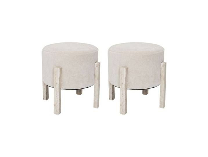 Lot de 2 Tabourets - HOME DECO FACTORY - Emilia - Rembourrés - Beiges