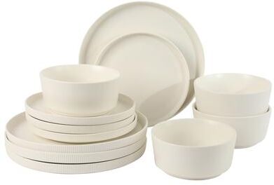 Gibson Home Dempsey Road 12-Piece Durable Modern Embossed Stoneware Dinnerware Set - Service for 4