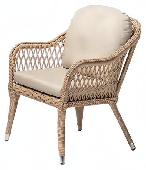 Modern Sessel 1 Sitzer Beige Terrasse Luxus Design Möbel Hochwertig Rattan