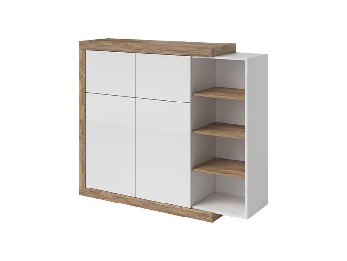 Buffet haut 4 portes Azior Blanc et Bois