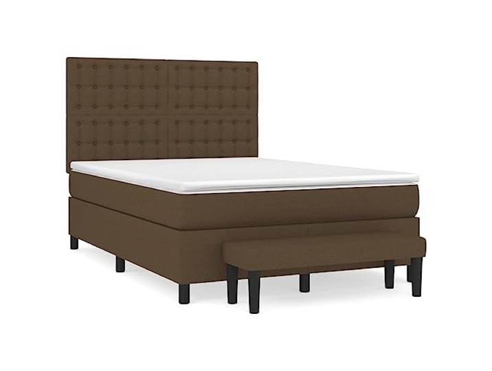 KKgypkn Boxspringbett mit Matratze Dunkelbraun 140x190 cm Stoff, Taschenfederkernmatratze inklusive, höhenverstellbares Kopfteil, atmungsaktiv und langlebig