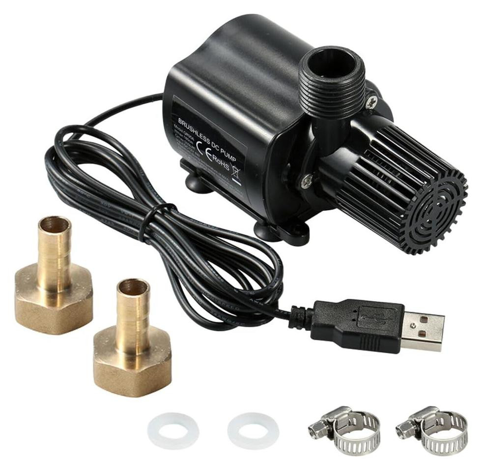 Lustrens USB-aquariumpomp 500 l/u, 4 W borstelloze dompelwaterpomp