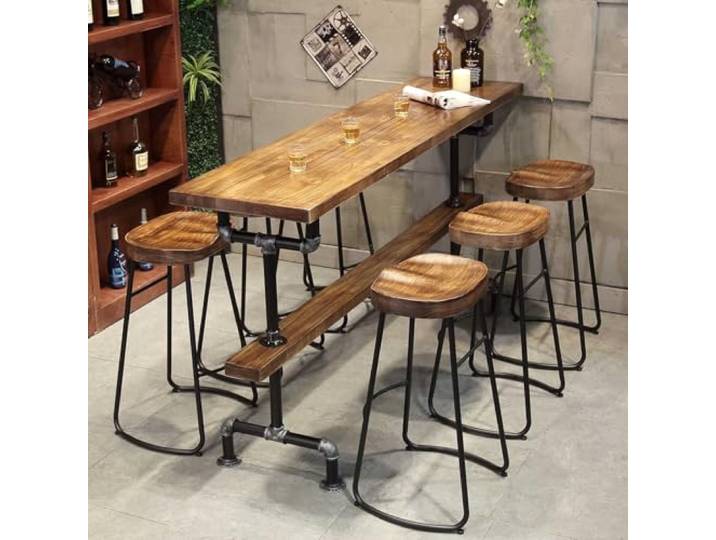 Industrieller Bar-Tresen mit Massivholz-Tischplatte，Lange, Schmale Bar-Tisch mit Kreativen Beinen，Massivholz-Bar-Höhe Tisch - Mehrere Größenkombinationen Erhältlich - Ohne Hocker(180*50*105cm/70.8*19.