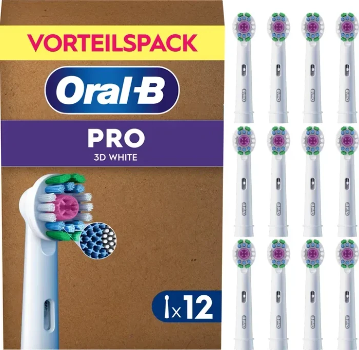 Oral-B Pro 3D White Aufsteckbürsten 12er (weiß, Frustfreie Umverpackung)
