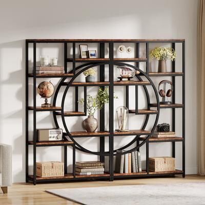 Bluebell Bookshelf Industrial 5 Tier Etagere Bookcase, Freestanding Tall Bookshelves