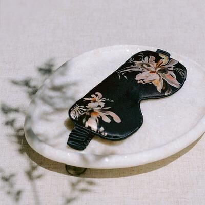 KIM + ONO Yuri Washable Silk Floral Eye Mask   Luxury Sleeping Eye Mask - ebony