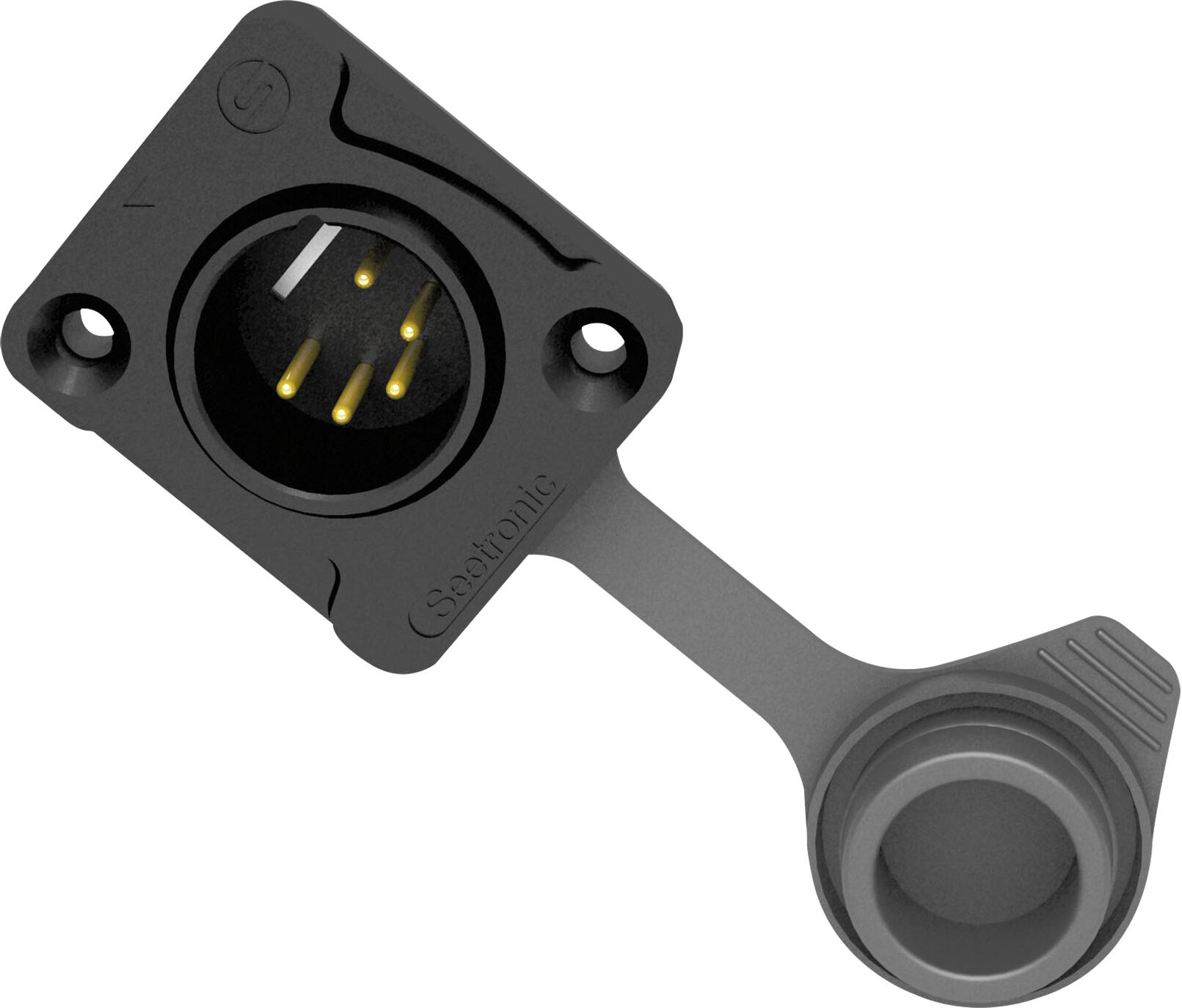 Seetronic Xlr 5p Chassis – Männlich – Ip65 Goldkontakte – Schwarzes Gehäuse