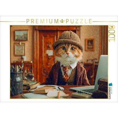 CALVENDO Puzzle Detektiv Katze | 1000 Teile Lege-Größe 64x48cm Foto-Puzzle für glückliche Stunden
