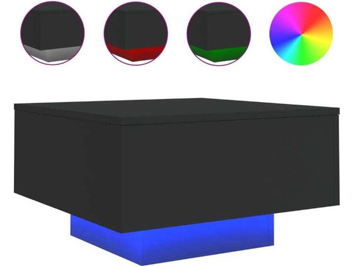 vidaXL Table basse avec lampes LED Noir 55x55x31 cm