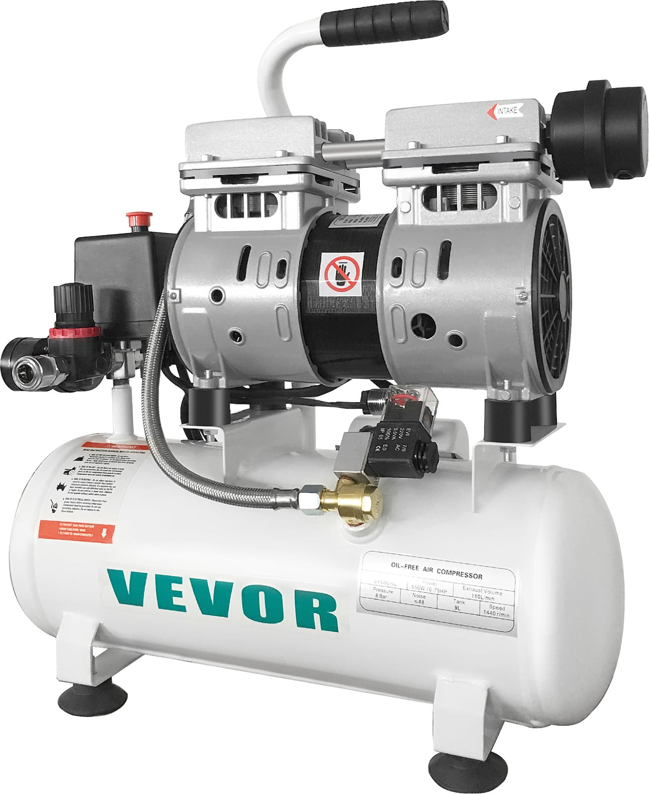 VEVOR Olievrije compressor 9L, 550W, stille persluchtcompressor