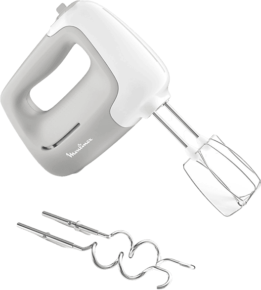 Amasadora de mano - Moulinex HM450, 450W, 5 Velocidades, 2 Varillas, Ganchos, Turbo, Gris Pimienta