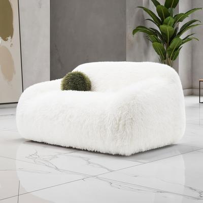 Furniture of America Cynra Modern 66-inch Faux Fur Loveseat with Ball Pillow