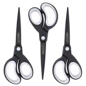 RAPESCO Büroschere 1597 Titan, mit Softgrip, aus rostfreiem Edelstahl, schwarz/weiß, 20 cm, 3 Stück