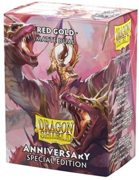 Dragon Shield - Dual Matte Standard Sleeves Pomegranate & Gold (x100)