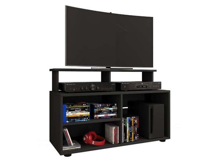 Wohnzimmertisch VCM TV Lowboard Fernsehschrank Konsole Balansia , schwarz, B:90cm T:36cm, Regale, TV-Board