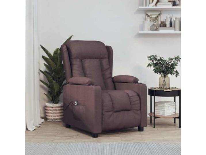 YUTAASU Electric Recliner Chair Dark Brown Fabric 3 Position Power Recliner, Wood and Metal Frame, Remote Control, Breathable Upholstery