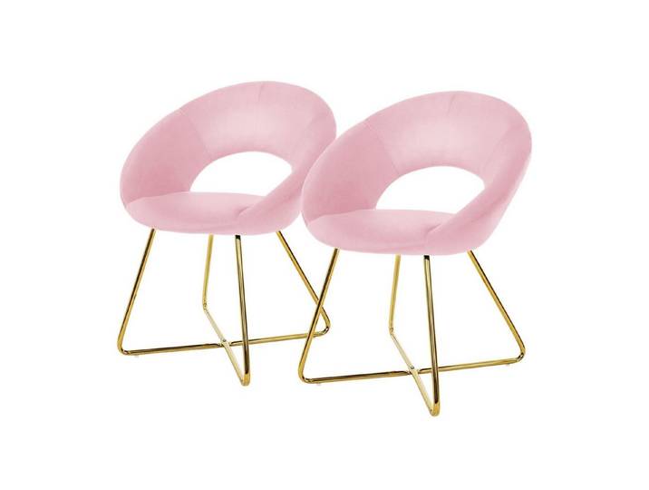 ML-DESIGN Stuhl Samtstuhl Esszimmerstuhl & Wohnzimmerstuhl mit goldenen Metallbeinen (2 St), Design Lounge Polsterstuhl 2er Set Clubsessel Esstisch Samt Rosa