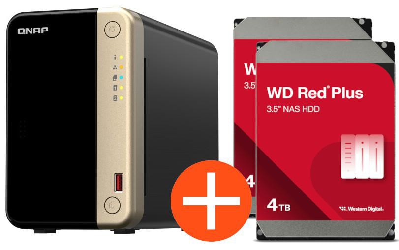 QNAP TS-264-8G NAS System 2-Bay 8TB inkl. 2x 4TB WD Red Plus WD40EFZZ