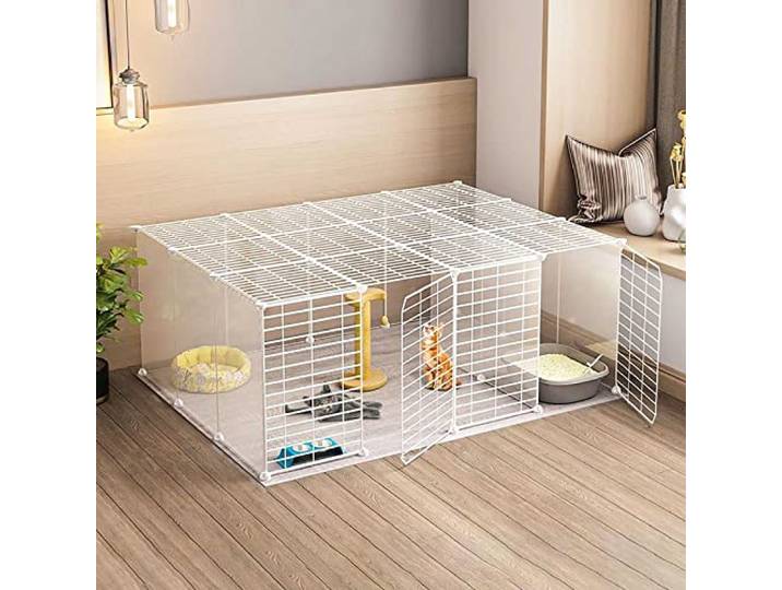TXGJWRA Katzenkäfig Laufstall – Katzenkäfige für den Innenbereich, abnehmbares Metall, DIY-Katzenkäfig, Zwinger, Katzenkiste, Katzenkäfige, Hundekäfige für kleine Hunde, tragbarer Hofzaun, für kleine