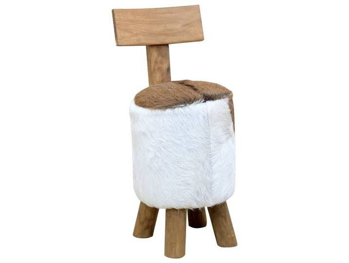 vidaXL Hocker Hocker Ziegenleder und Massivholz (1 St)