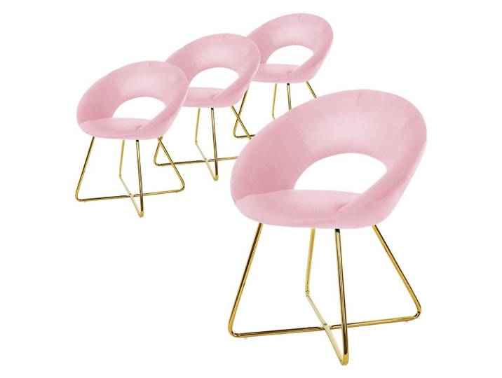 ESSZIMMERSTUHL 4er Set Samt rosa