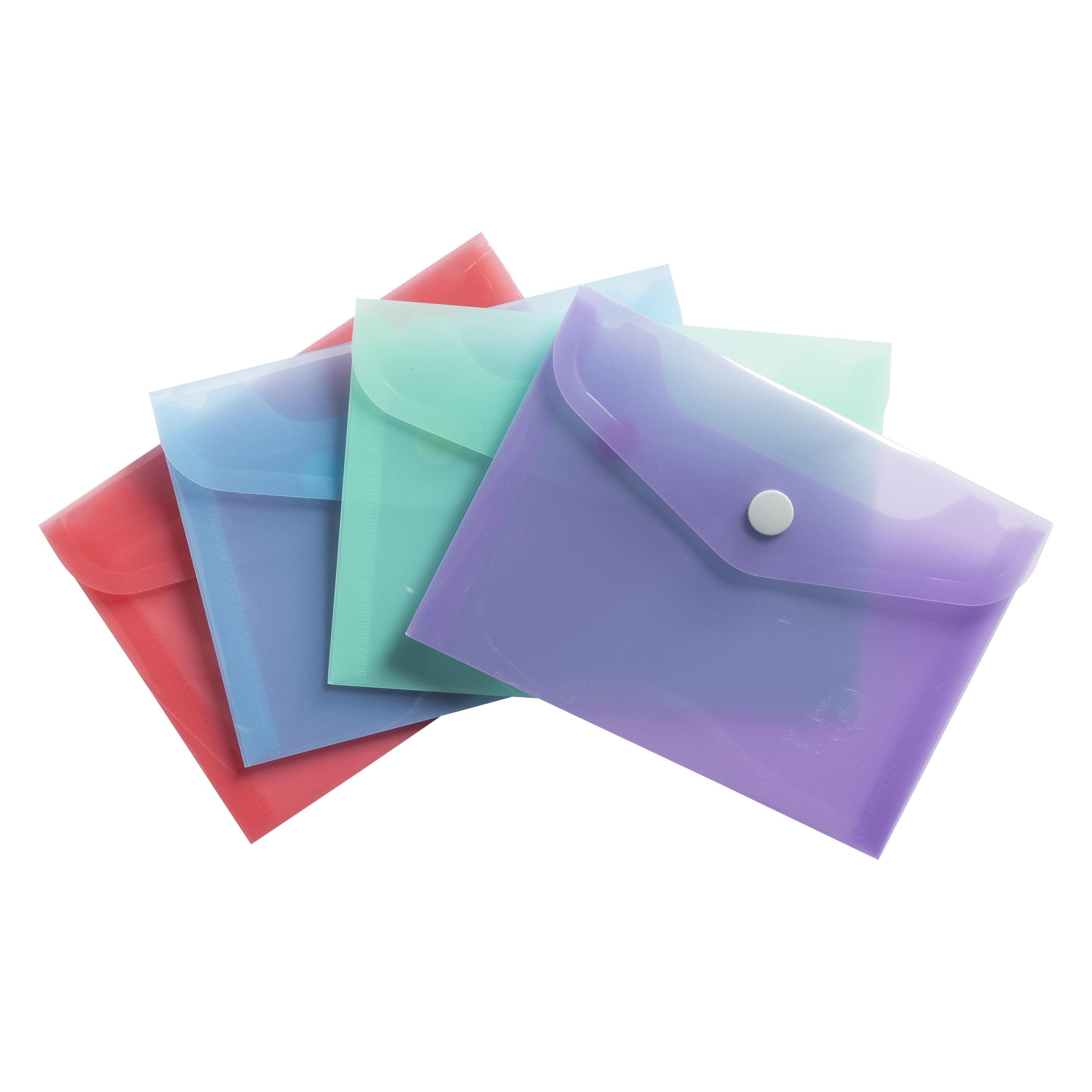 Exacompta Hüllen mit Druckknopf, PP 200, B6, Chromaline Pastell (B6, 4x) (35410E) Mindestbestellmenge: 4 Stück