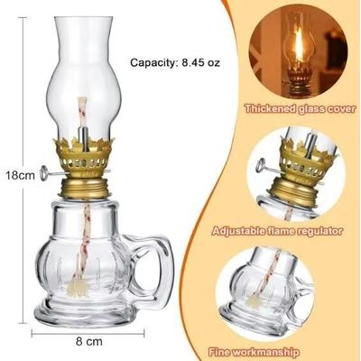 Inspired Finds Mini Glass Oil Lamp Vintage Kerosene Lantern With Lampshade For Birthday, Home DEcor & Ambient Lighting clear