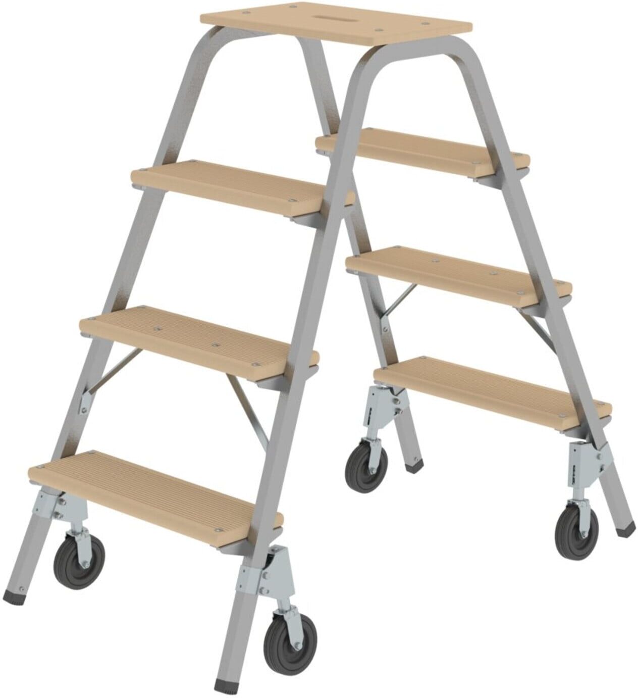 MUNK Stahl-Holz-Tritt Brems-Bockrollen 4 Stufen (039014)