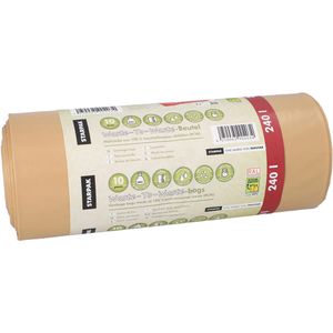 Papstar Müllsäcke Waste-To-Waste, 240 Liter, Bio-Müllsäcke, extra stark, braun, 10 Stück