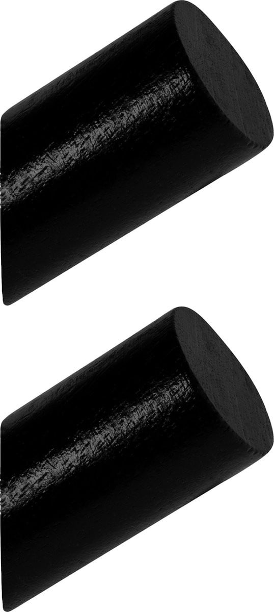 QUVIO Wandkapstok Set van 2 - Zwart - Diameter: 3 cm
