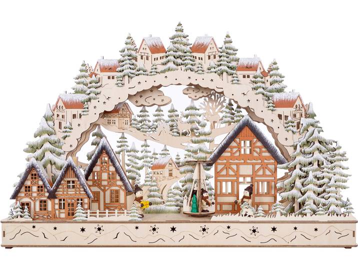 LED Schwibbogen OTTO HOME Weihnachtsdeko , braun, B:60cm H:39cm T:10cm, Holzwerkstoff, Schwibbögen, LED Schwibbogen, aus Holz, mit LED Beleuchtung, Höhe ca. 39 cm