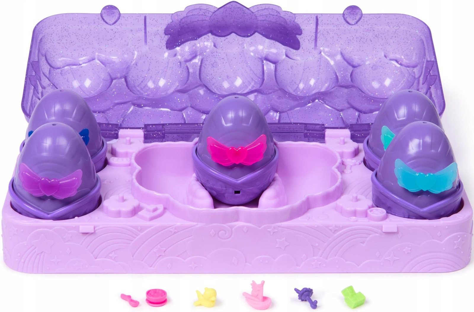 Spin Master Hatchimals Alive Neon Rainbow Egg Carton met 5 minifiguren en 11 accessoires, Meerkleurig