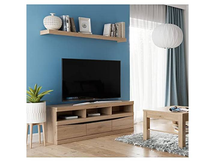 Lomadox Wohnzimmer Set TV Möbel Lowboard 150x53,5x40 cm Wandboard Couchtisch 75x75 cm in Eiche Nb. grifflos