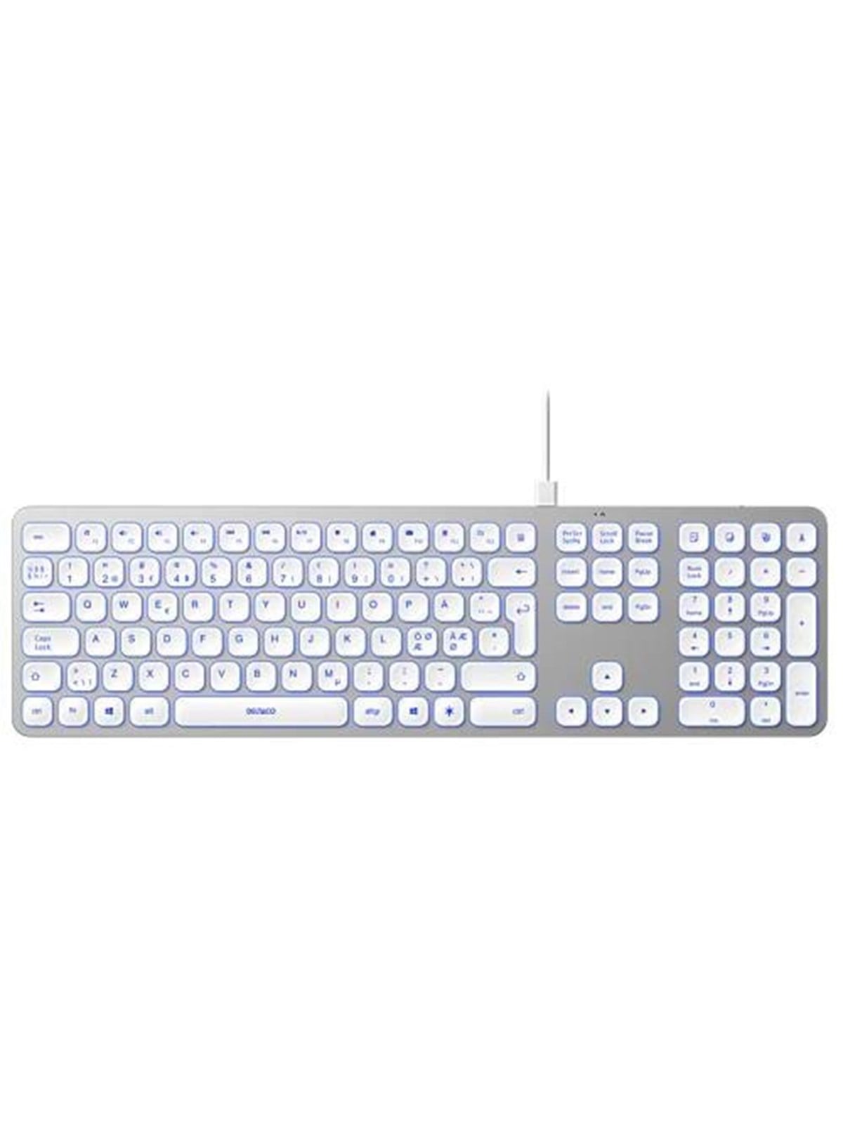 Deltaco Aluminium Keyboard - Tastatur - Full-Size - Nordic ISO - Silber