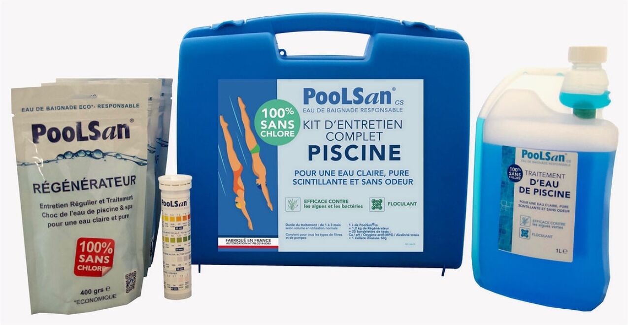 Kit d'entretien complet Poolsan XL sans chlore piscine 45-60m³
