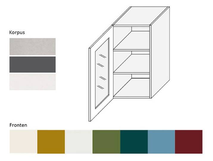 Feldmann-Wohnen Klapphängeschrank Rimini (Rimini, 1-St) 40cm Front- und Korpusfarbe wählbar 1-türig mit Glaseinsatz