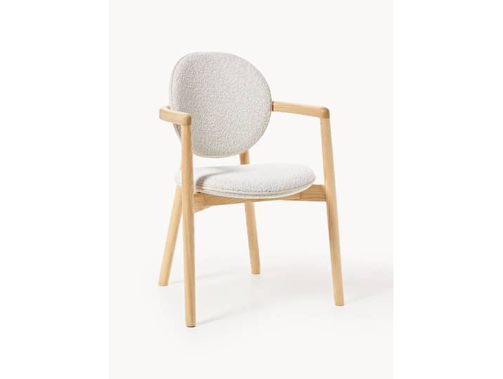 Holzstuhl Maia mit Bouclé-Polsterung