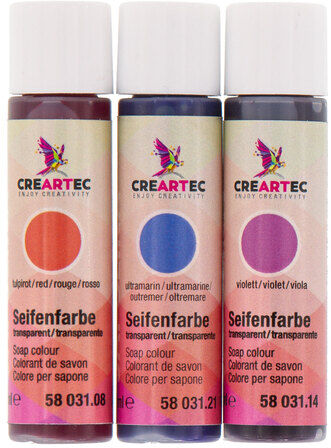 Seifenfarben-Set, rot, violett, blau