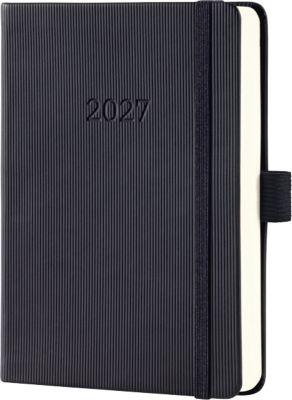 Sigel Tageskalender Conceptum 2027, A6, für 1 Jahr, 400 Seiten, 1 Tag/1 Seite, Stiftschlaufe, PU-Hardcover, schwarz