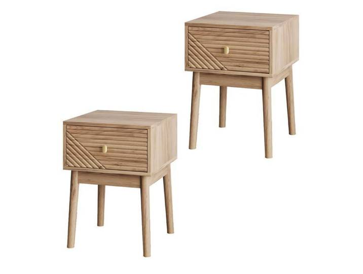 Table de chevet lot de 2 VUENOR - 40 x 40 x 55 cm chene - tiroirs