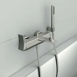 Ideal Standard Conca Wannenarmatur BC763GN Aufputz, mit Brause-Set, Silver Storm