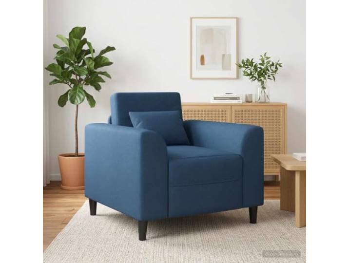IBUQDDV Blauer Stoff Sessel mit Holzrahmen 90x88x85 cm für Wohnzimmer Schaumstoffpolsterung, breite Armlehnen, modernes Design, pflegeleichter Stoff