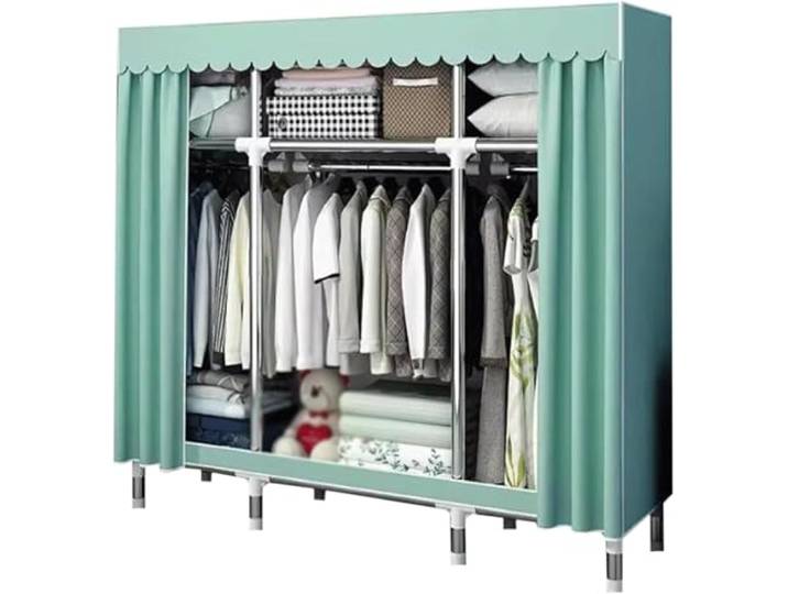 LoiYtrd Tragbarer Kleiderschrank aus Stoff mit dickem Metallrahmen for das Schlafzimmer(B,150cm/59.1in)